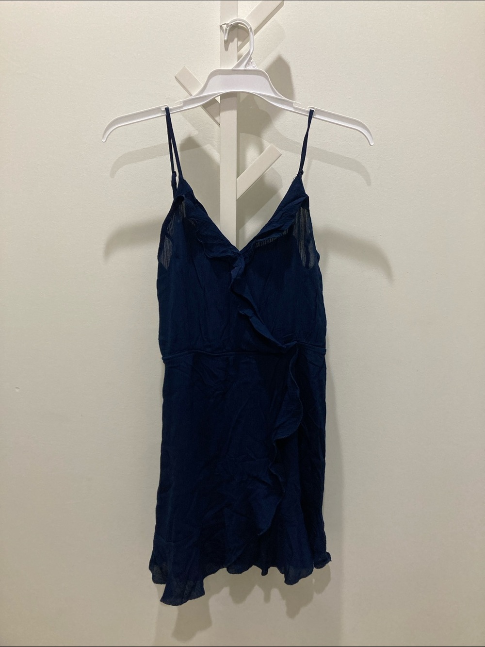 3/$20 Navy Ruffle Slip Top - BNWT